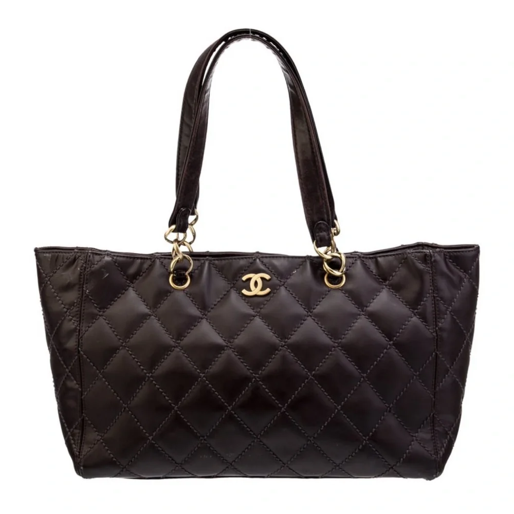 CHANEL Brown Wild Stitch Quilted Leather Tote Bag (Vintage)
